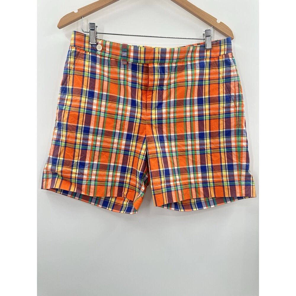 Ralph Lauren Golf Shorts Size 8 Womens Multicolor OrangePlaid Print Activewear